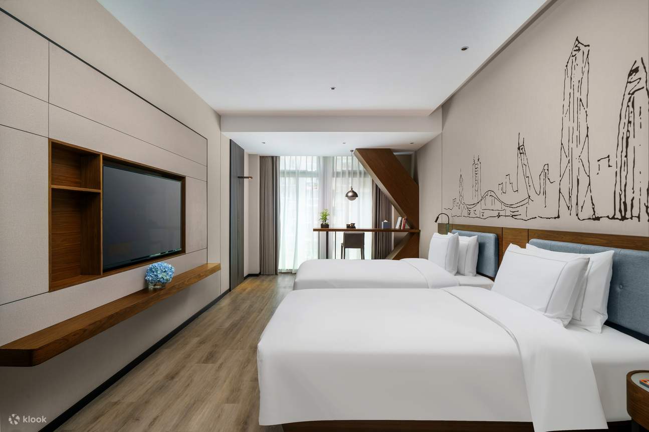 Kamar Deluxe Twin Pemandangan Taman Hotel Yi Fei CBD Shenzhen